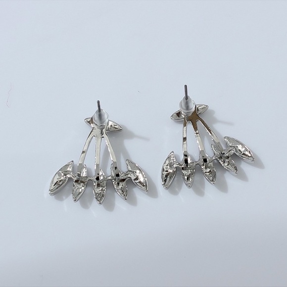 Silver Oblong Studs w/Matching Earring Jackets - Picture 5 of 6